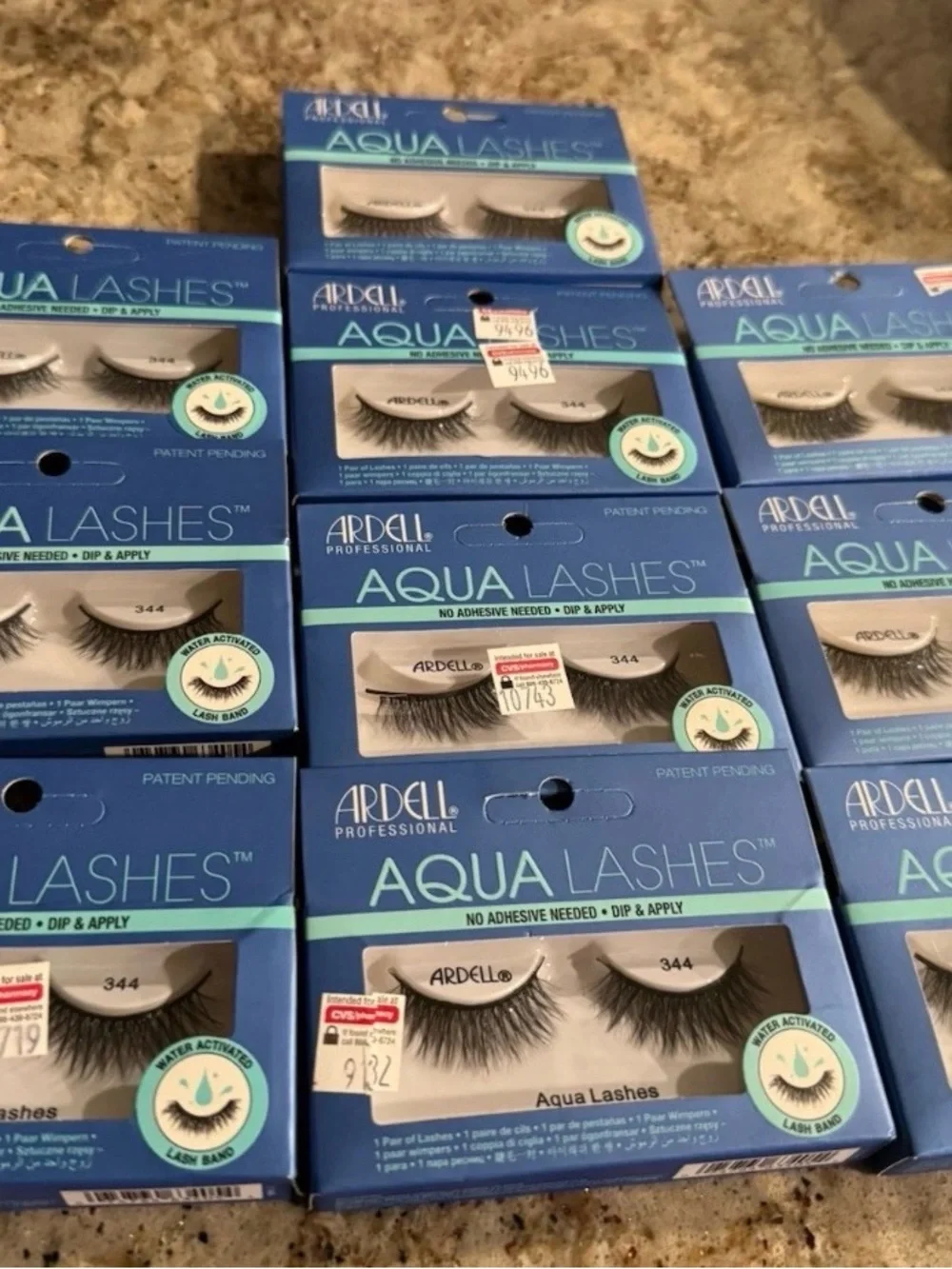 Ardell Professional Aqua False Lashes 344 Black No Adhesive Needed (LOT OF 10)